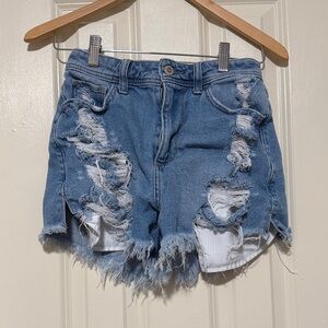 Hollister Ripped Blue Jean Shorts